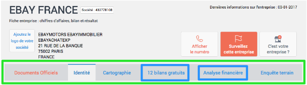 liste des onglets disponibles sur la page du site ebay sur societe.com liste des onglets disponibles sur la page du site ebay sur societe.com